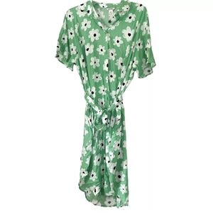 NWT ASOS Monki Mimmi ecovero midi shirt dress in green floral print size Lar…